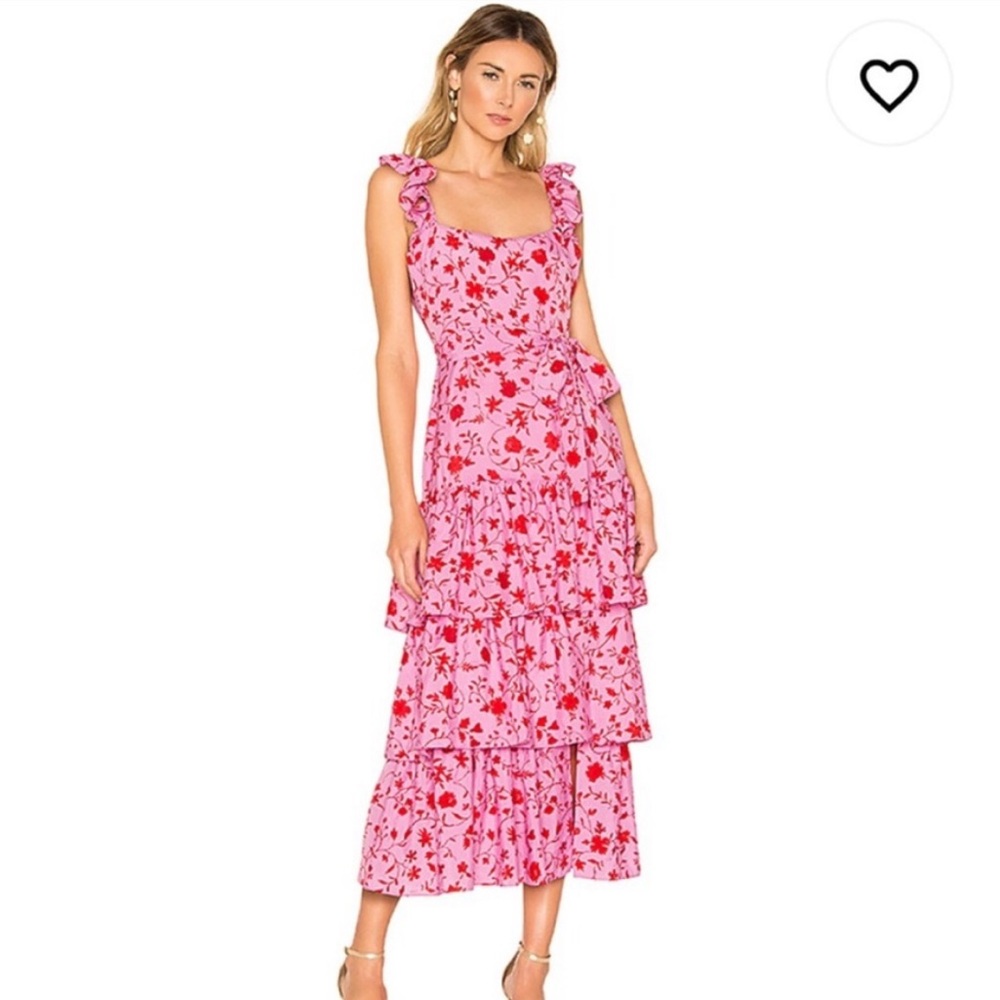 6 Pink Likely Tiered Midi Dress with Slit